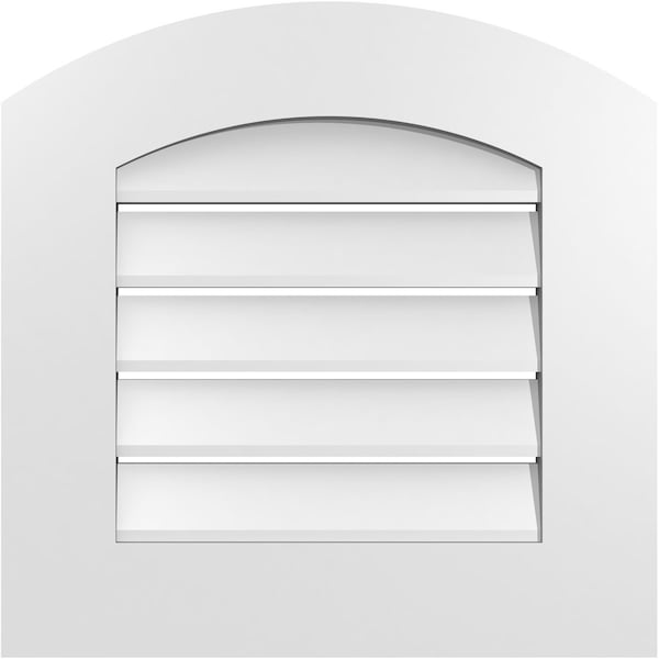 Ekena Millwork Arch Top Surface Mount PVC Gable Vent: Non-Functional, w/ 3-1/2"W x 1"P Standard Frame, 18"W x 42"H GVPAR18X4201SN - main